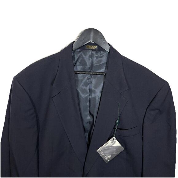 NWT Oscar De La Renta 100% Wool Gold Button Blazer 46R Navy Blue Office Men's - Picture 3 of 15